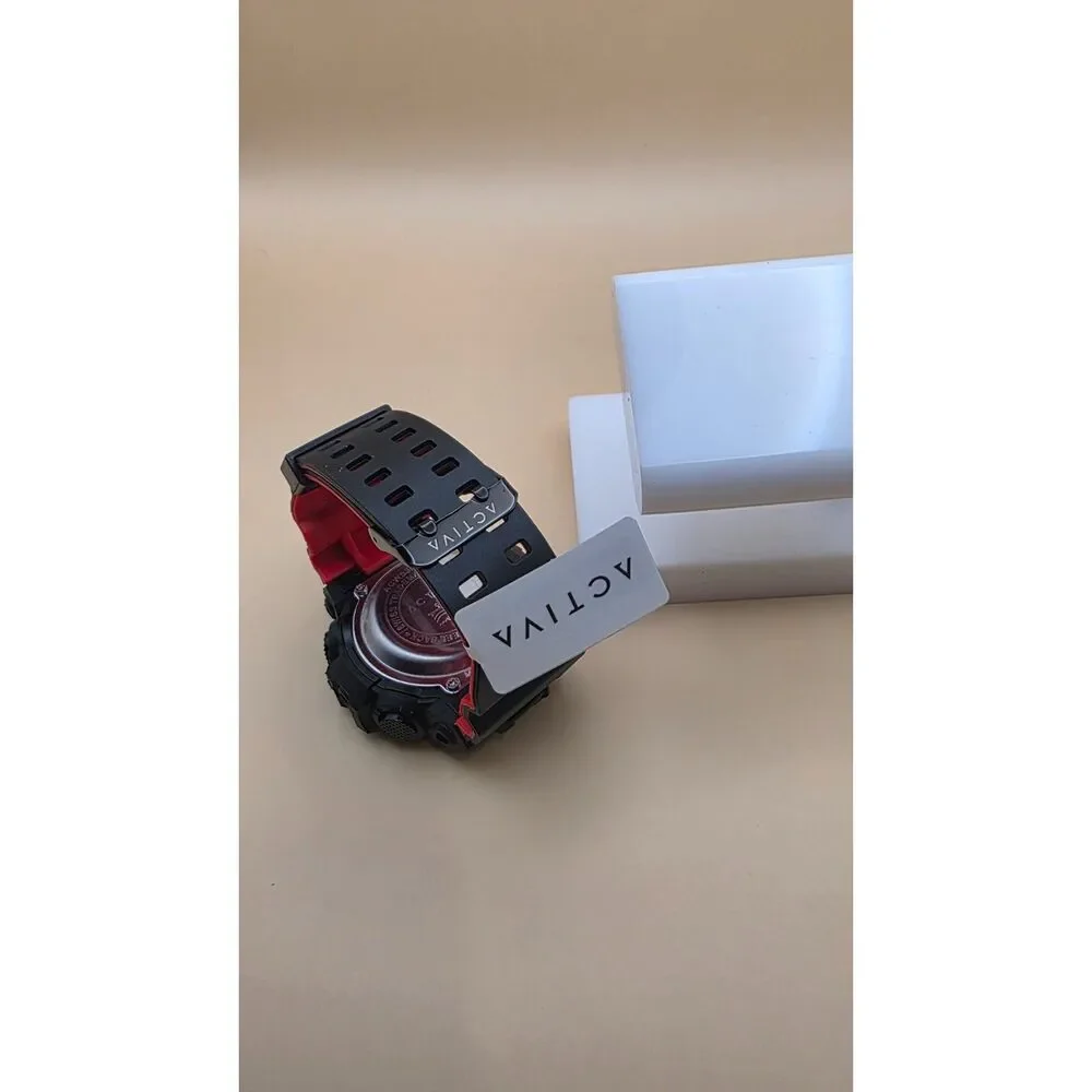 Activa X Dual Time Men's Digital Analog Sport Watch Black Red Water Resistant